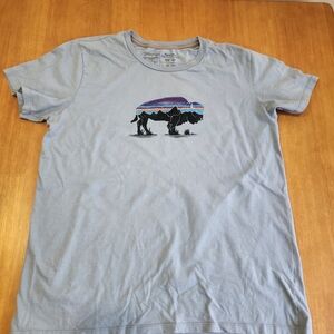 Patagonia Organic Cotton Regular Fit Blue Bison Tee Size L